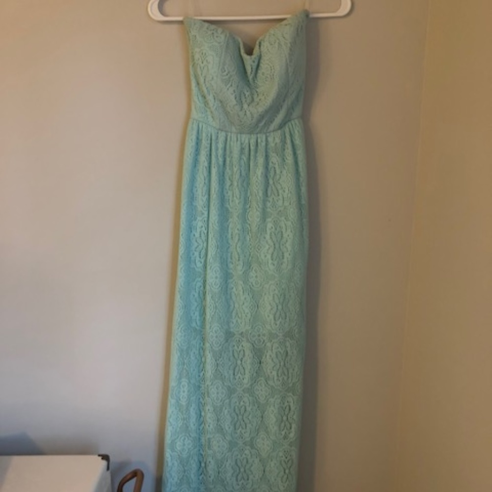 Blue crochet maxi dress